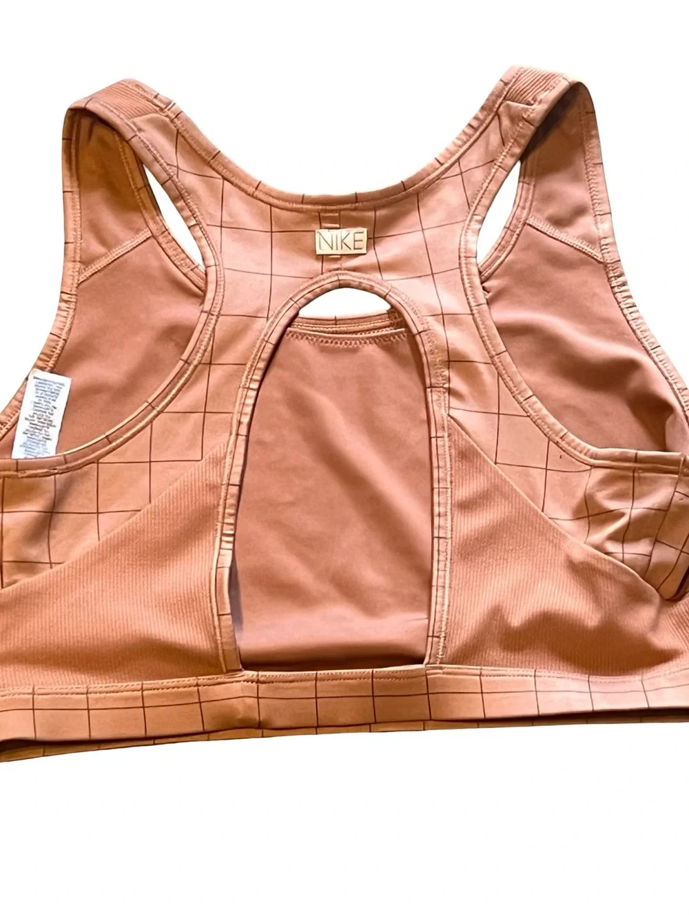 Nike grid orange racer back padless sports bra size XL